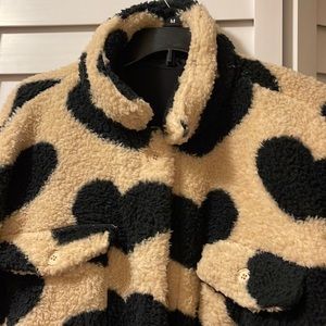 New Bear coat Type Button Down Jacket Black Hearts on Camel - Great for fall